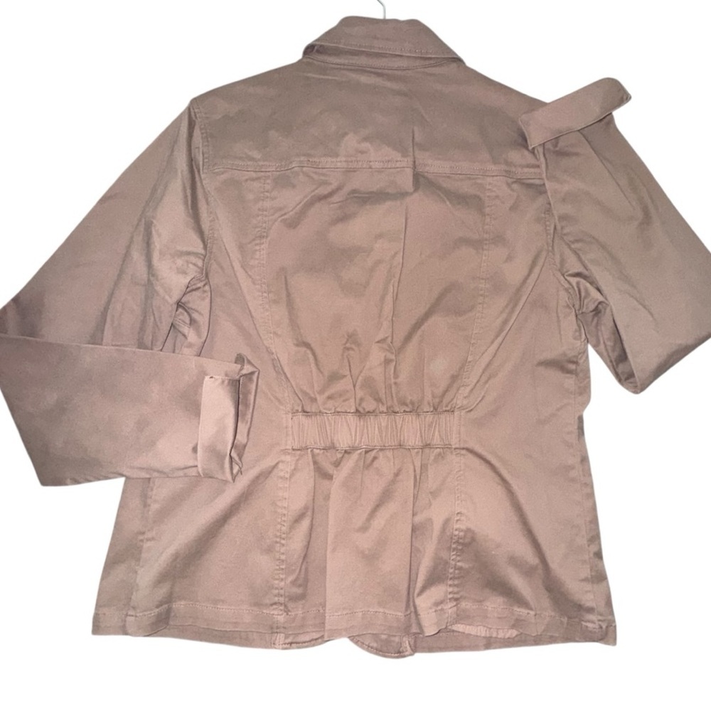 Liz Claiborne New York Size 12 Button Front Elastic Back Stretch Twill Jacket - Picture 3 of 5